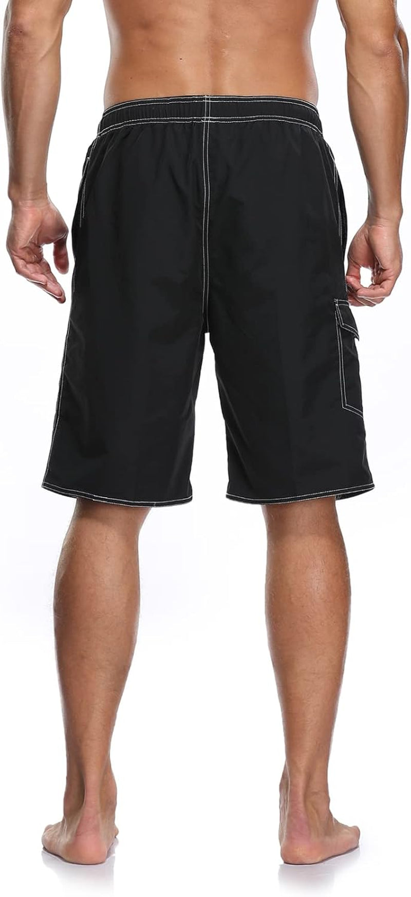 Mens Quick Dry Swim Trunks Striped Print Board Shorts with Mesh Lining